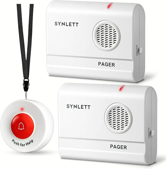 2 Caregiver Pagers with 1 Call Button SOS Alert System