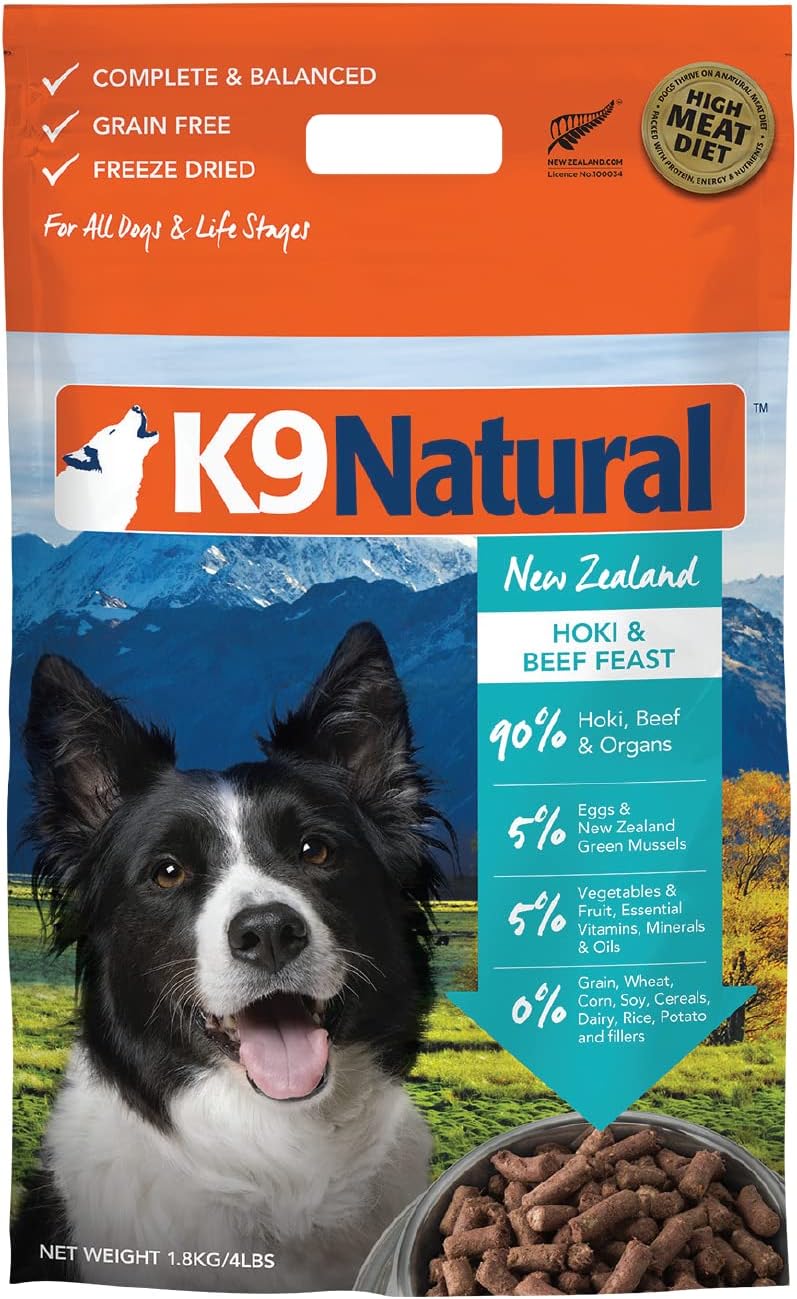 K9 Natural - Grain Free Freeze Dried Dog Food - Hoki & Beef, 4lb