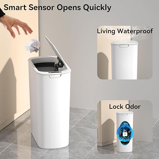5 Gallon Motion Sensor Bathroom Trash Can Automatic Garbage Cans