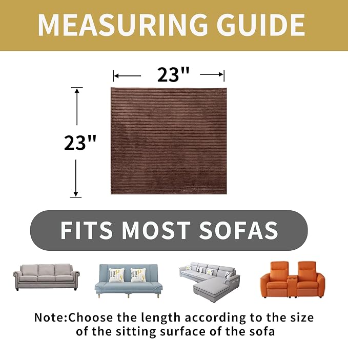 HAOMAIJIA Waterproof Couch Cover for Dogs Washable,Faux Fur Pet Couch Covers for Sofa,Soft Dog Bed Cover Non-Slip Couch Covers for 3 Cushion Couch Sofa Pet Friendly (Brown, 23" x 23" 2 Pack)