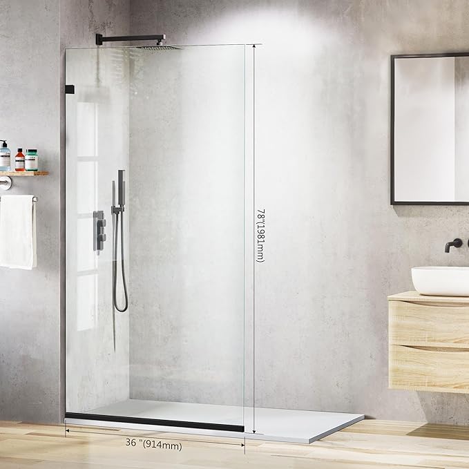 36" W * 78" H Fixed Frameless Shower Screen