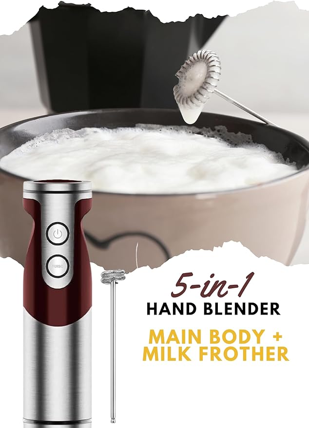 MegaWise Pro Titanium Reinforced 5 in1 Immersion Hand Blender, Powerful