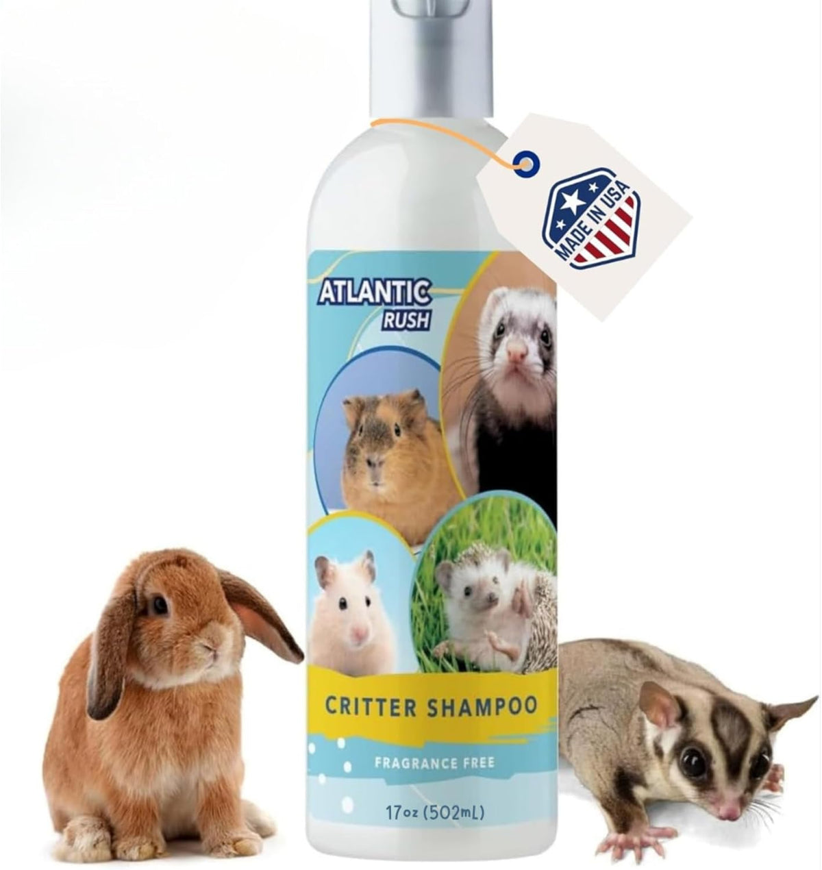 Critter Shampoo for Small Pets - 17 oz Small Animal Fragrance & Detergent Free Shampoo - Sensitive Skin Shampoo for Ferrets, Guinea Pigs, Rabbits, Hedgehogs, Hamsters & Sugar Gliders (Unscented)