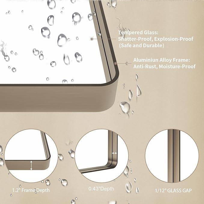 LOAAO 40”X30” Bronze Bathroom Mirrors