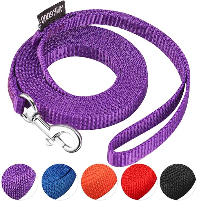 AMAGOOD 6 FT Cat Leashes, Strong Traditional Style Leash with Easy to Use Collar Hook,Cat Lead Great for Cats (3/8 in x 6 ft(Pack of 1), Purple)
