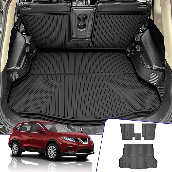 Cargo Mat Compatible with 2014-2020 Nissan Rogue (Not fit Sport Models): Backrest Mats TPE All-Weather Cargo Liner 2017 Rogue Accessories (Trunk Mat+Backrest Mats)