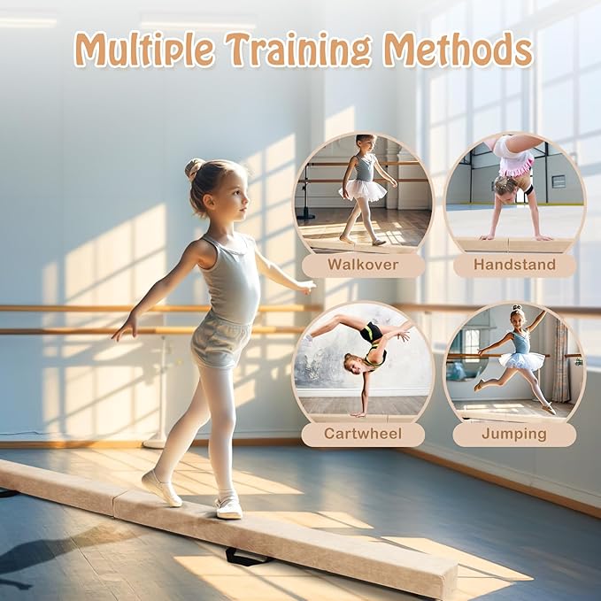Giantex 7FT/8FT/9FT Balance Beam, Folding Gymnastics Beam w/Carry Handles