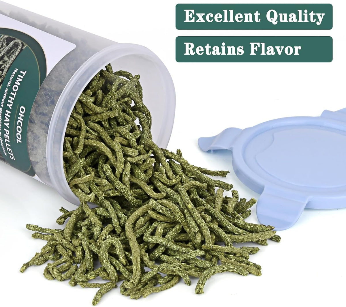 Timothy Hay Pellets 63oz (9 * 7 oz) - 100% Timothy Premium Nutrition Pellet for Tortoise, Rabbits 63 oz