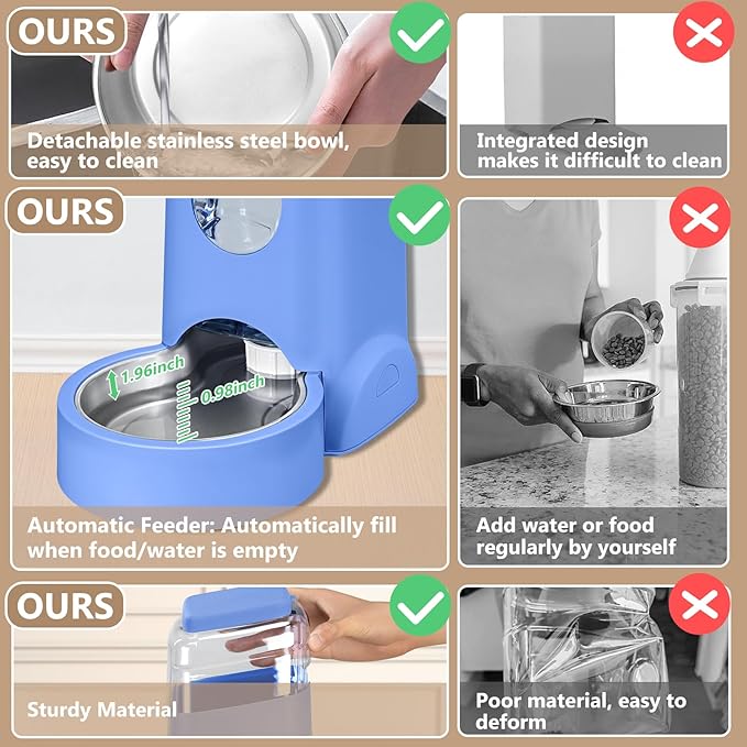 HWONMTE Portable Automatic Cat Feeder and Water Dispenser