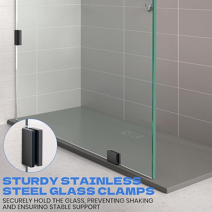 34" W x 78.75" H Shower Screen, Fixed Frameless Shower Glass Panel