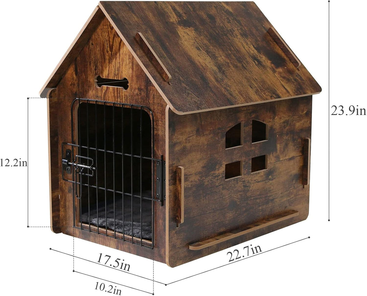 Dog House Indoor for Small Dogs or Cats, Cozy Wooden Design, Small Indoor Bed House, with Air Vents and Elevated Floor Warm Dog Cave