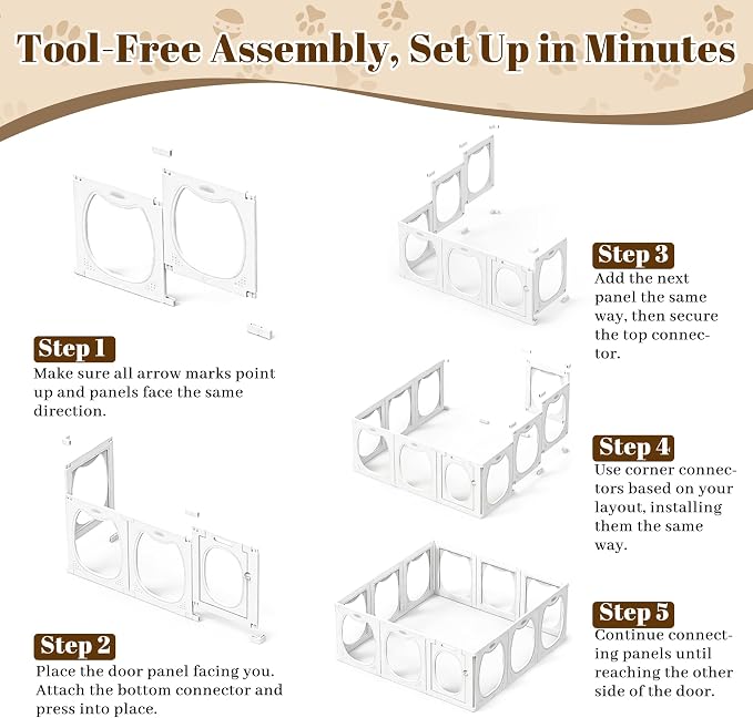 Clear Acrylic Dog Playpen Indoor with Toy & Door (24" H, 10 Panels, White) | Transparent Puppy Playpen for Dogs, Cats, Rabbits or Small Pets, Indoor Modern Dog Play Pen for Home, Easy Clean & Assemble