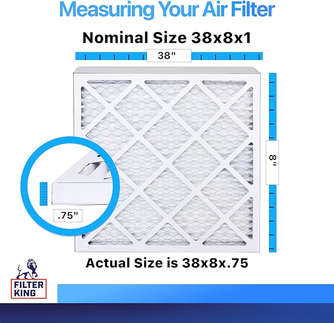 Filter King 38x8x1 Air Filter | 4-PACK | MERV 8 HVAC Pleated A/C Furnace