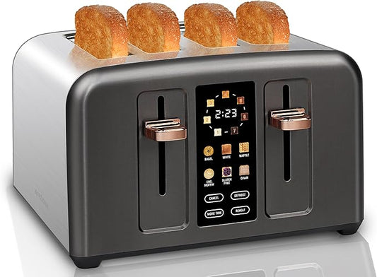 SEEDEEM Toaster 4 Slice, Stainless Toaster & Touch Control, LCD Display