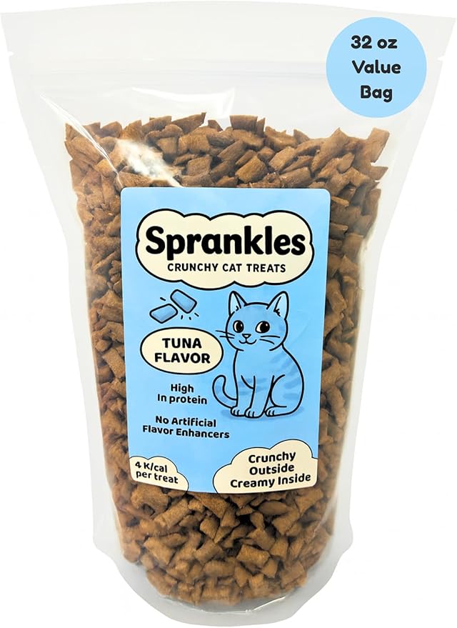 Crunchy Cat Treats – Dual‐Texture Crunch & Creamy Soft Feline Snack Bites for All Life Stages, Great for Training Treat Value Bags (2 Pound, Tuna)