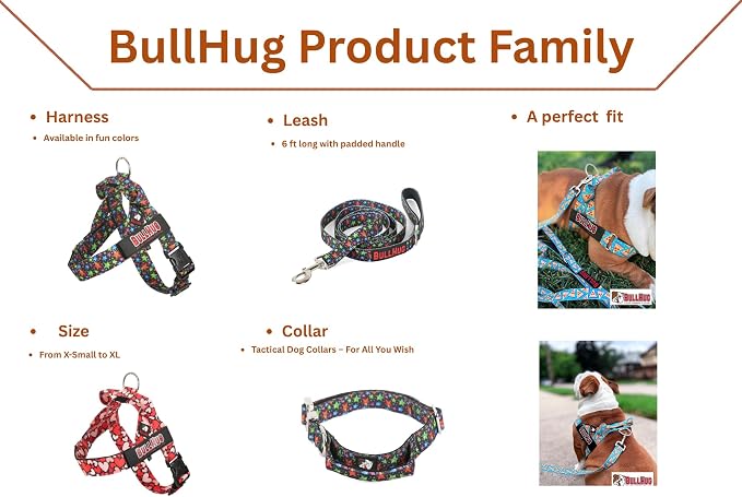 Adjustable Dog Harness– No Pull, No Choke – for English Bulldogs, French Bulldogs, Pugs & Broad-Chested Breeds – Easy, Safe Walks (Watermelon, Medium)