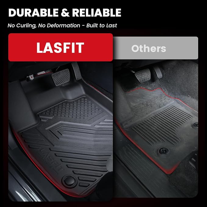 LASFIT Floor Mats & Trunk Mat for Honda Civic Sedan & Sedan Si 2012 2013 2014 2015, All Weather TPE Custom Fit Floor Liner, 1st & 2nd Row & Cargo Mat, Black (Not for Coupe)