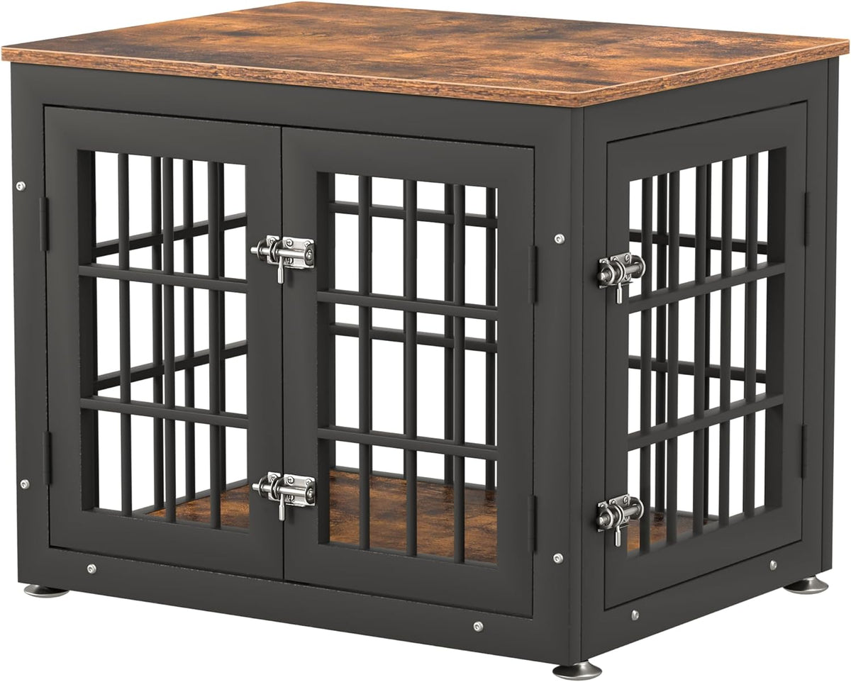 26 Inch Heavy Duty Dog Crate Furniture for Small Dogs, Decorative Pet House End Table, Wooden Cage Kennel Furniture Indoor, Rustic Brown