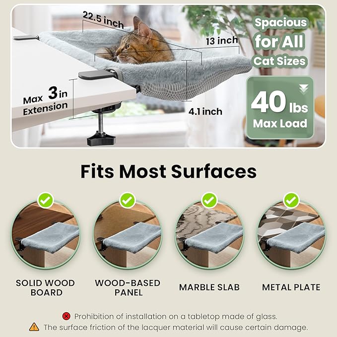 Cat Bed for Desk with Foldable & Sunken Design,Cozy Faux Rabbit Fur cat Desk Bed for Home Working&Gaming Play,Sturdy Framework Maximum Hold Up to 33lb