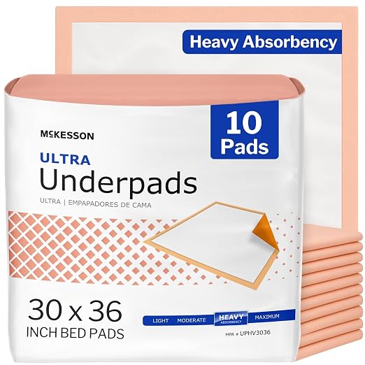 McKesson Underpads Bed Pads, Heavy Absorbency, 30 x 36 in, 10 ct | Chux Pads for Adults and Elderly, Baby Changing, Pee Pad for Pets