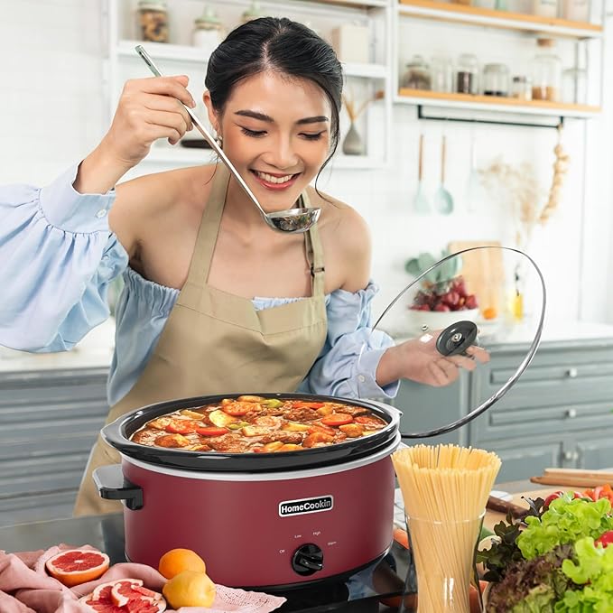 HOMECOOKIN 7 Quart Slow Cooker Oval Manual Pot Food Warmer