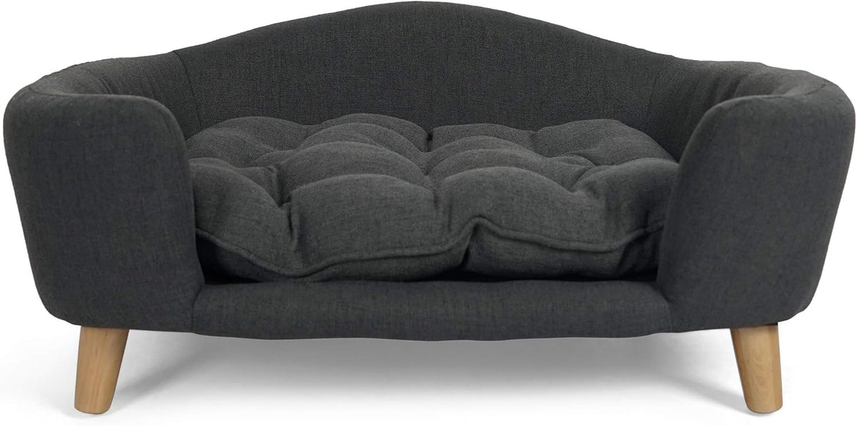 Christopher Knight Home Elroy Orthopedic Dog Bed, Elevated Dog Sofa Bed for Small Dog, Supportive Foam Pet Couch Bed with Wooden Legs, Modern Pet Sofa Bed, Dark Gray