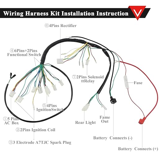 PRO BAT Full Electrics Wiring Harness Kit | for 50cc 70cc 90cc 110cc 125cc Chinese ATV Quad Bike 4 Wheeler Baja Coolster SunL Taotao JCL with CDI Coil Magneto Stator