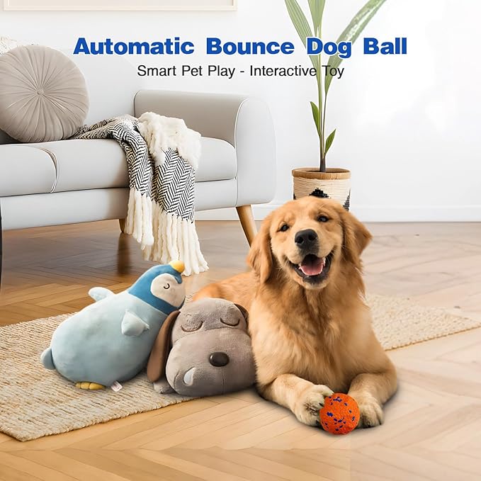 Interactive Dog Ball, Smart Interactive Dog Toys for Medium and Large Dogs, Automatic Moving Pet Ball with E-TPU Material, Rechargeable Bouncing Rotating Vibrating Dog Toy to Keep Them Busy