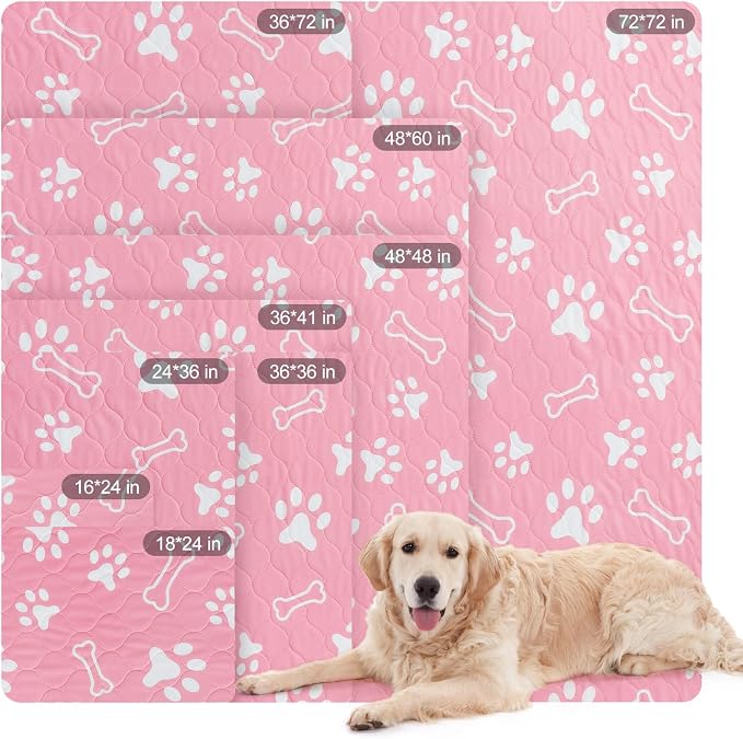 BEAUTYZOO 4 Pack Washable Pee Pads for Dogs,Reusable Puppy Pads 36x41 Pink | Waterproof Super Absorbent,Non Slip and Leak-Proof Against Urine,Whelping Pads Mats for Puppy Potty Training,Playpen,Crate