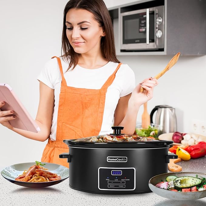 HOMECOOKIN 6 Quart Programmable Slow Cooker, Kitchen Appliances, Perfect