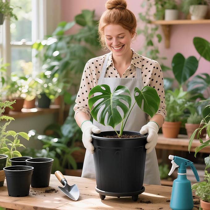 40 Pack 3 Gallon Nursery Plant Pots,10 Inch Plastic Garden Flower Seedling Planter Pot with Drainage Holes for Outdoor Indoor Plants,Gardening Gifts