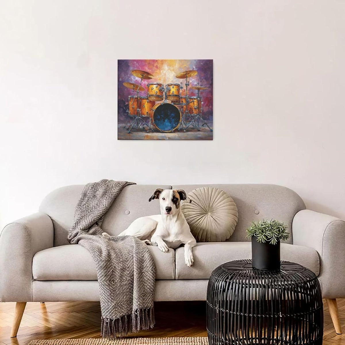 Music Wall Art Graffiti Musical Instruments Canvas Wall Decor Drum Pictures Painting Print Artwork Framed Decorations Gifts for Drummers Music Lover Studio Bar Musician Home Bedroom Living Room 20"x24"