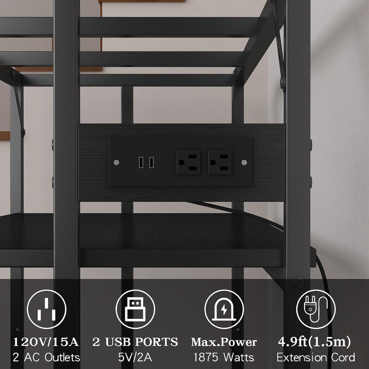 Sturdy Metal Aquarium Stand with Power Outlets, Adjustable Storage Cabinet - 660LBS Capacity, Black - Suitable for 40 Gallon Fish Tank, Turtle Tank, Fish Tank Accessories - Perfect Fish Tank Stand for Organization and Convenience