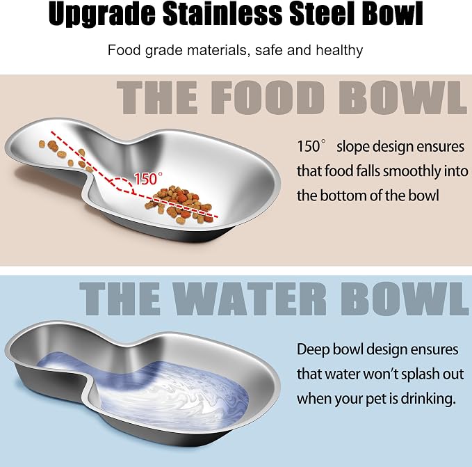 Stainless Steel Automatic Pet Feeder for Small&Medium Pets Automatic Food Feeder and Waterer Stainless Steel Bowls Set 3.8 L, Travel Supply Feeder and Water Dispenser for Dogs Cats Pets Animals