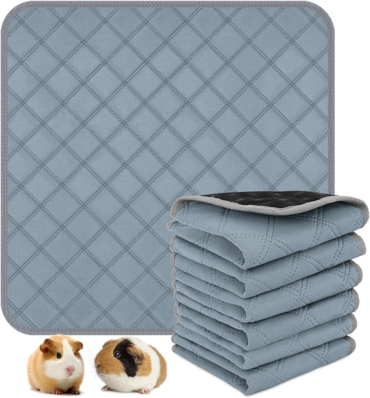 6 Packs Washable Guinea Pig Cage Liners, Waterproof Guinea Pig Pee Pads Reusable Absorbent Bedding Anti Slip Mats for Small Animals Bunny Rabbit Hamster (12 x 12in)