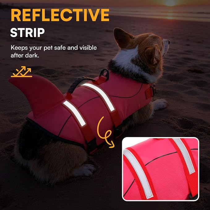 Dog Life Jacket High Flotation, Reflective Dog Life Vest for Swimming, Adjustable Dogs Life Preserver Rescue Handle Spring Summer Pool for Small, Medium, Large Dogs (Rosepink,XL)