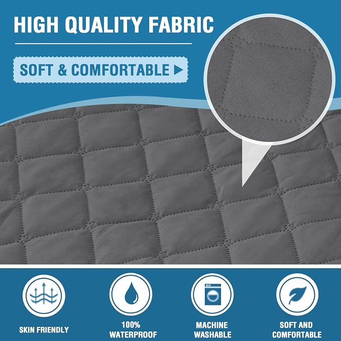 H.VERSAILTEX Loveseat Covers for 2 Cushion Couch Sofa Cover for Dogs 100% Waterproof Furniture Protector Cover with Elastic Straps for Pet Cat(Loveseat, Rocket Gray)