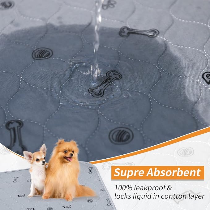 Dog Pee Pad Washable 65x48 Large, Fast Absorption Reusable Puppy Pads | Waterproof, Non-Slip, Bone Print, Pet Training Pads for Whelping, Dog Playpen, Incontinence, Housebreaking