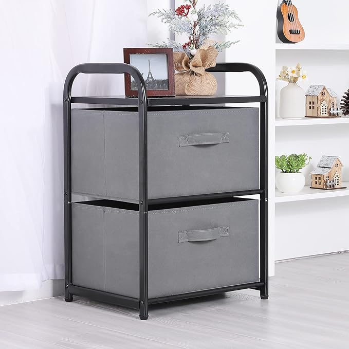 Dresser for Bedroom with 2 Drawers, Wide Chest of Drawers, Fabric Dresser