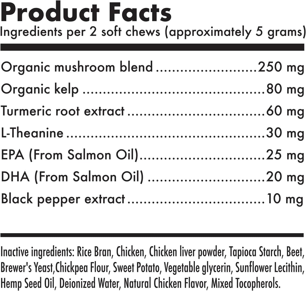 Mushroom Complex Treats for Dogs with Reishi, Shiitake, and Turkey Tail Mushrooms for Cognition and Immune Boosting Supports Digestive Health and Reduces Inflammation DHA EPA Turmeric Kelp 30 Chews