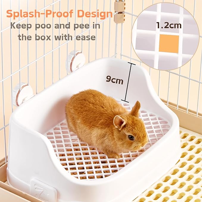 Rabbit Litter Box, Small Animals Litter Tray for Cage Detachable Bedding Litter Pan Potty Toilet Trainer Corner for Pet Rabbits Guinea Pigs Hamsters Chinchillas (Blue)