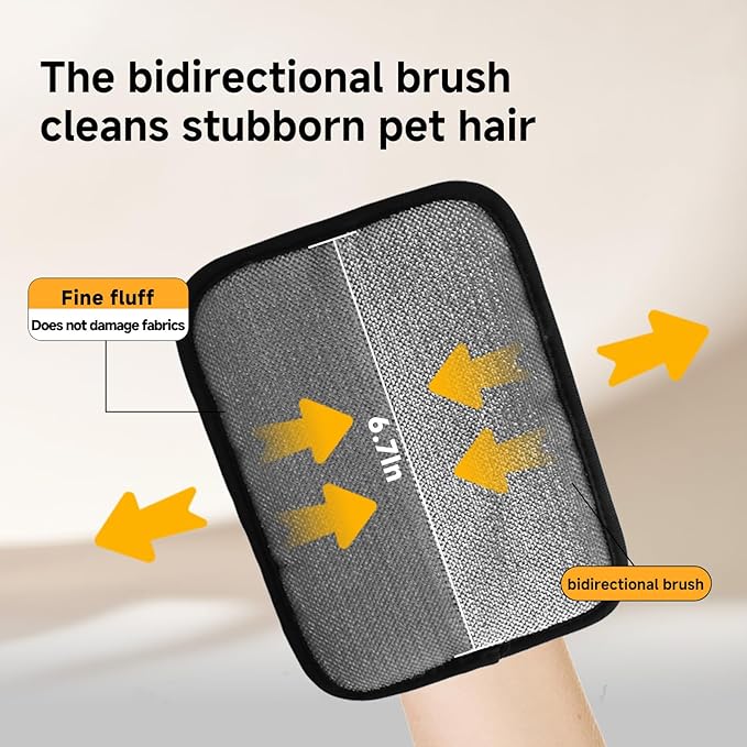 2-in-1 Pet Grooming Glove & Fabric Hair Remover - Reusabie, Silicone Massage Bristles,Static Adhesion for Quiuck Shedding Control,Safe for Dogs & Cats
