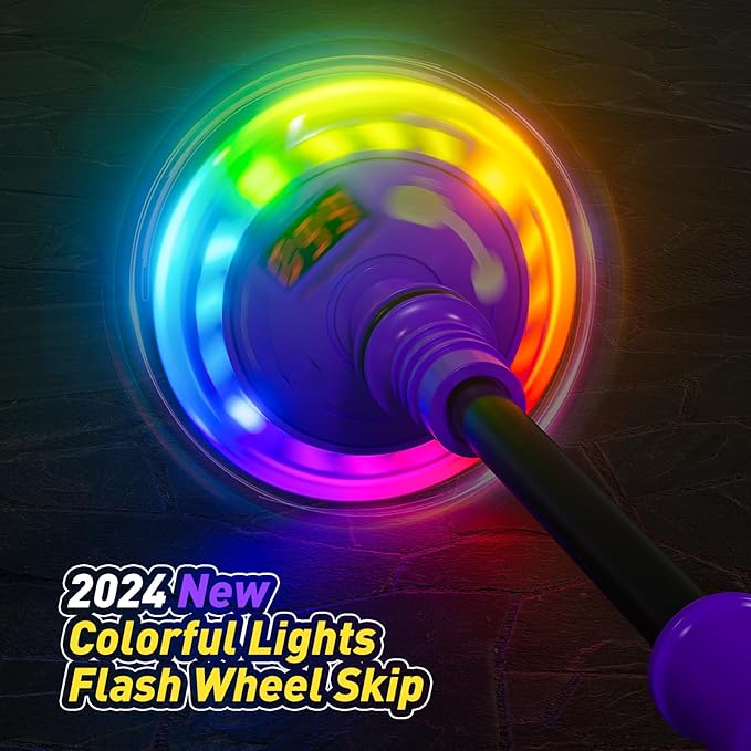Flooyes Skip Ball for Kids, Ankle Skip Ball Toy with Counter, Timer and Cal Calculator, Girl Birthday Gifts for Age 6 7 8 9 10+, Rechargeable Colorful Flash Wheel Skip Ball for Girls Women