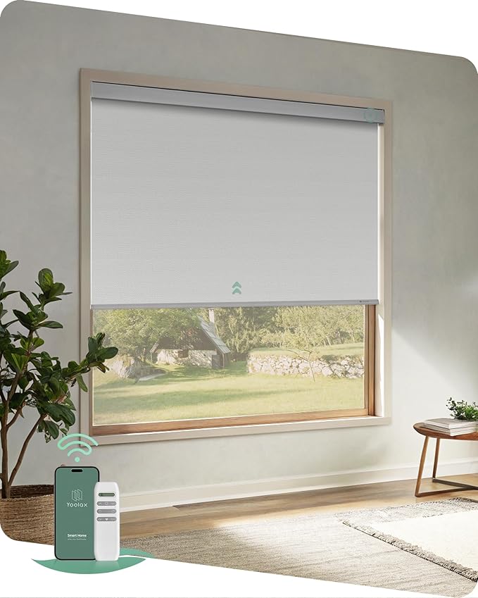 Yoolax Motorized Blinds with Remote, Automatic Roller Shades Cordless Electric