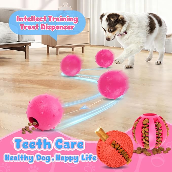 Dog Balls 6 Pack, Puppy Toys for Small & Medium Dogs, Interactive Dog Fetch Ball, Squeaky Chew Toys for Teeth/Slow Feeder/IQ Training/Playing, Dog Toys to Keep Them Busy