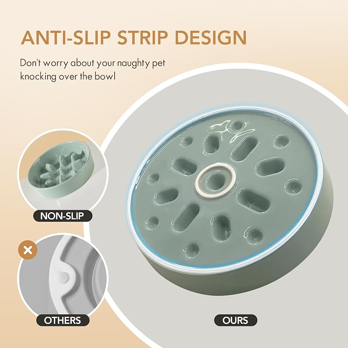 Havniva Dog Bowls Slow Feeder, Ceramic Slow Feeder Dog Bowls for Fast Eater | 1.2 Cups Dog Food Bowl Puzzle Feeder, Slow Feeding Bowls for Small & Medium Breed, Non-Slip Base, Anti-Choking