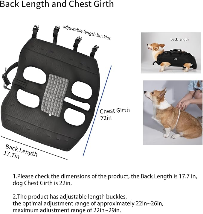 Dog Lift Harness, Pet Support & Rehabilitation Sling Lift Adjustable Padded Breathable Straps Dog Lift Harness for Dogs, Disabled, Joint Injuries, Arthritis, Loss of Stability Dogs Walk(16.5-33LBS) | Disabled, Joint Injuries, Arthritis, Loss of Stabili...