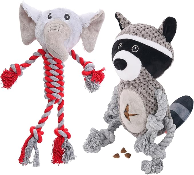 Rope Dog Toys to Keep Them Busy - Tug of War Dog Toys for Boredom Plush Interactive Squeaky Puppy Toys for Small Medium Large Dogs