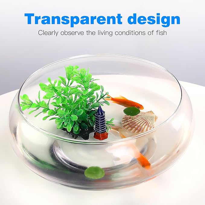 Happyyami Transparent Aquarium Tank 1 Gallon Acrylic Betta Fish Bowl Desktop Fish Tank for Home Office Decor and Hydroponic Plant Display