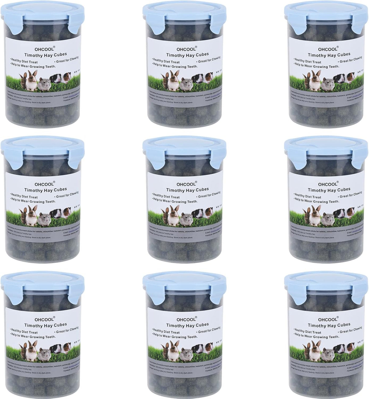 Timothy Hay Cubes 90 oz (9 * 10 oz) with Small Size - Timothy Grass Pellets for Tortoises Rabbits Guinea Pig Chinchilla